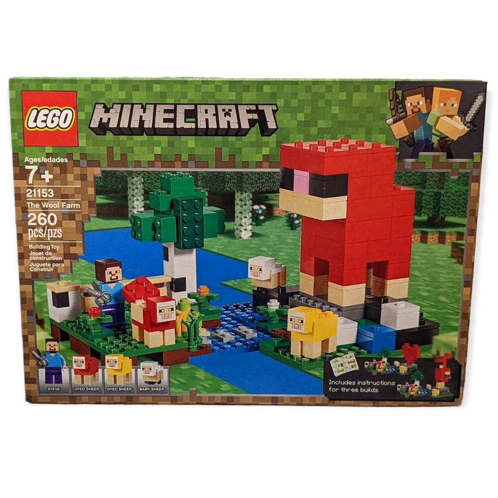 RETIRED NWT 2019 LEGO Minecraft The Wool Farm 21153 Building Kit 260 Pieces